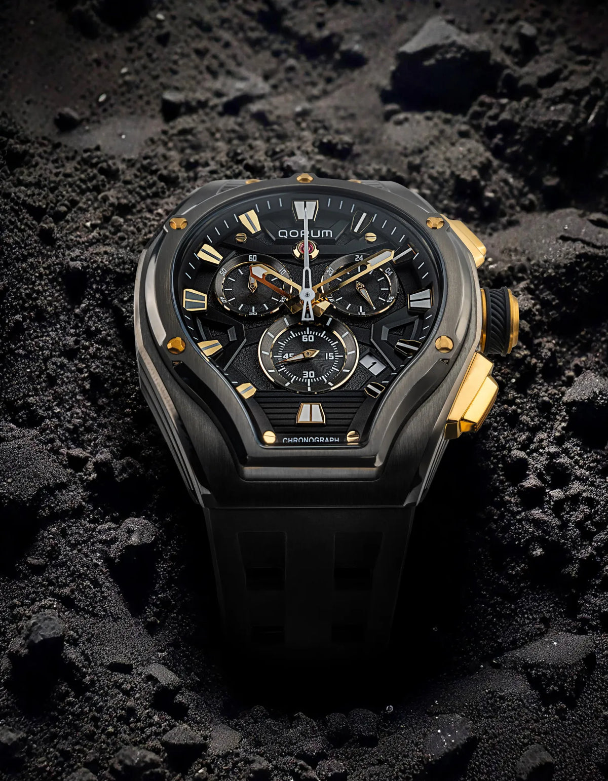 Equinox Black Dial Rose Gold Chronograph Watch