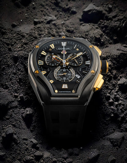 Equinox Black Dial Rose Gold Chronograph Watch