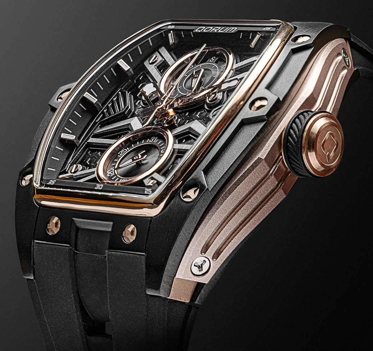 Equinox Black Dial Rose Gold Multi-Function Watch