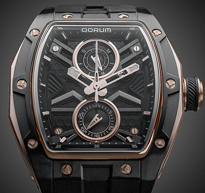 Equinox Black Dial Rose Gold Multi-Function Watch