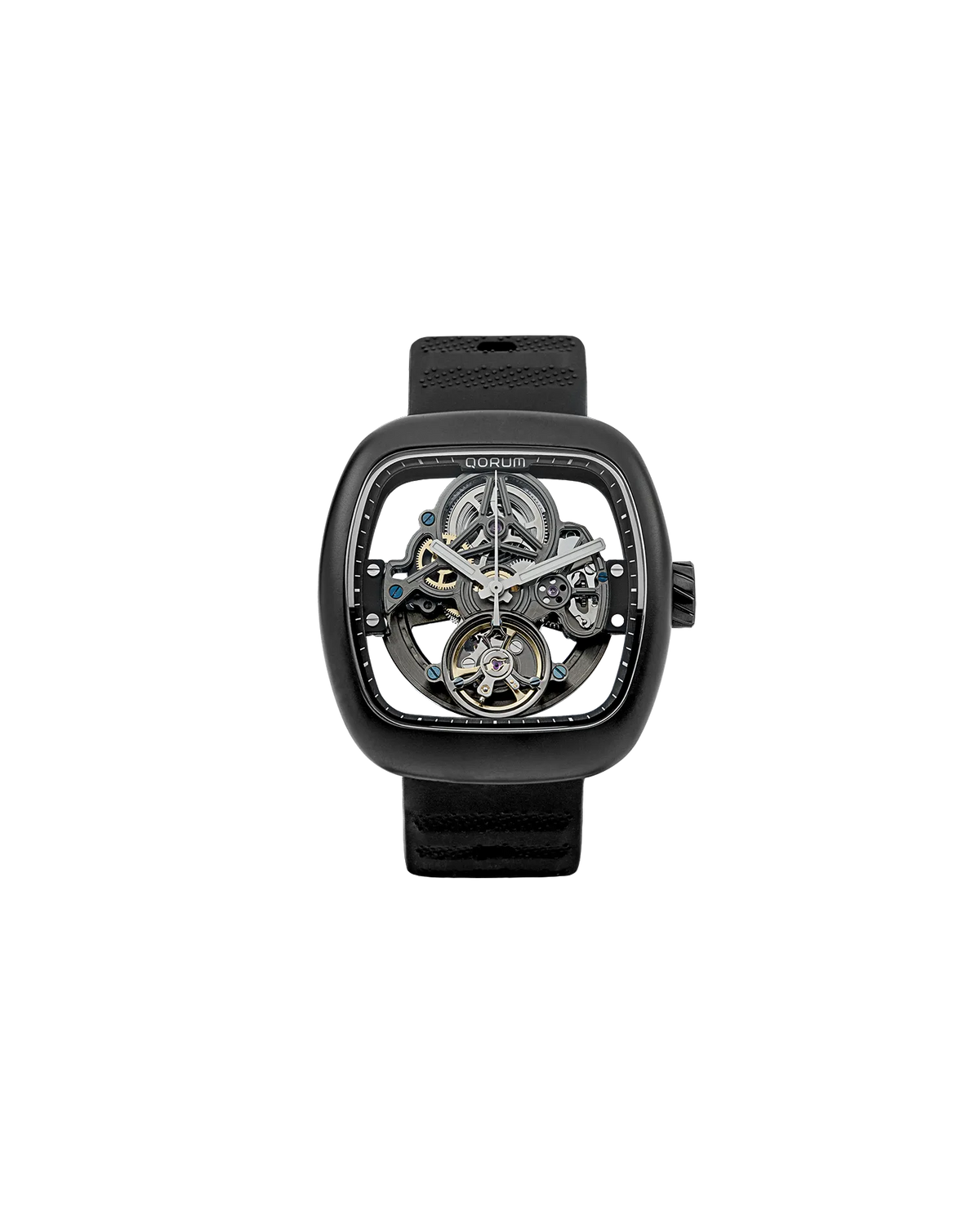 Equinox Black Dial Square Case Skeleton Watch