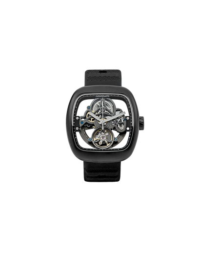 Equinox Black Dial Square Case Skeleton Watch