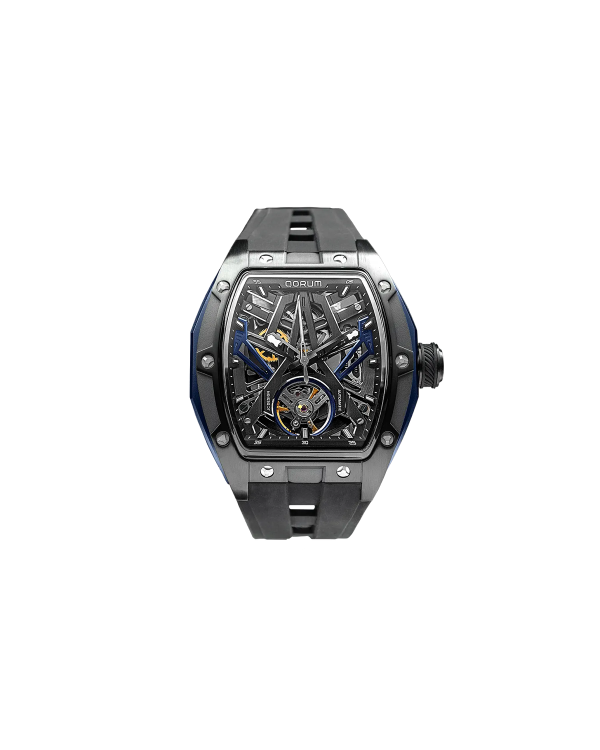 Equinox Black Dial Blue Silicon Skeleton Watch