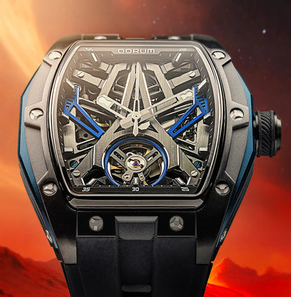 Equinox Black Dial Blue Silicon Skeleton Watch
