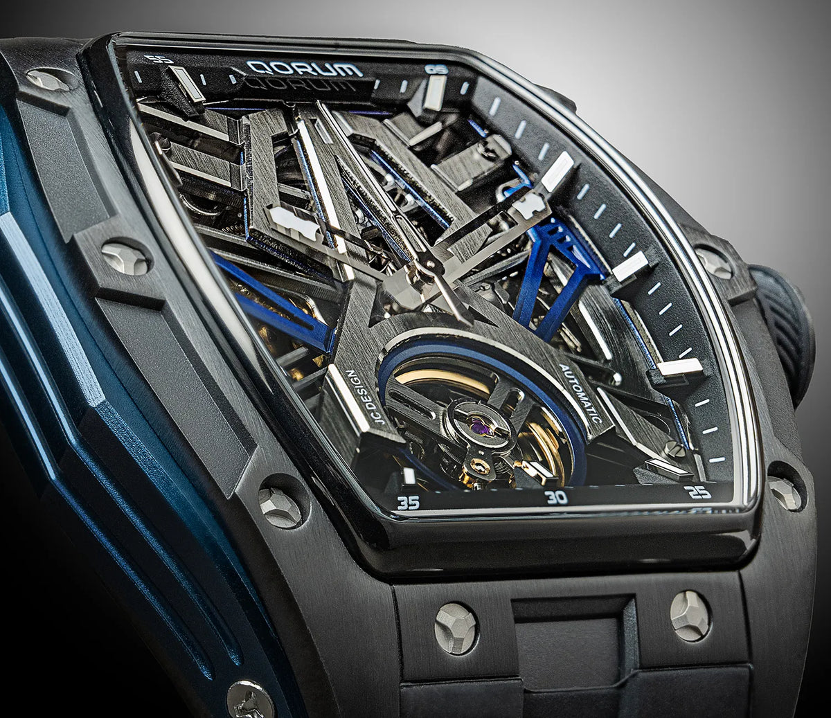 Equinox Black Dial Blue Silicon Skeleton Watch