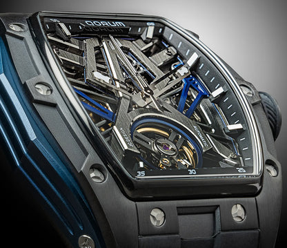 Equinox Black Dial Blue Silicon Skeleton Watch