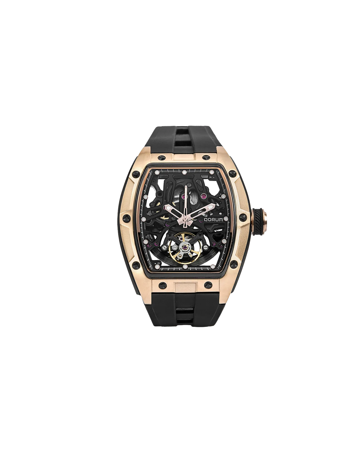 Equinox Black Dial Rose Gold Skeleton Watch 9198