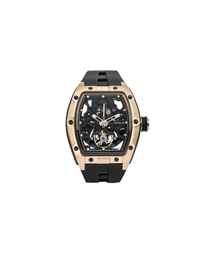 Equinox Black Dial Rose Gold Skeleton Watch 9198