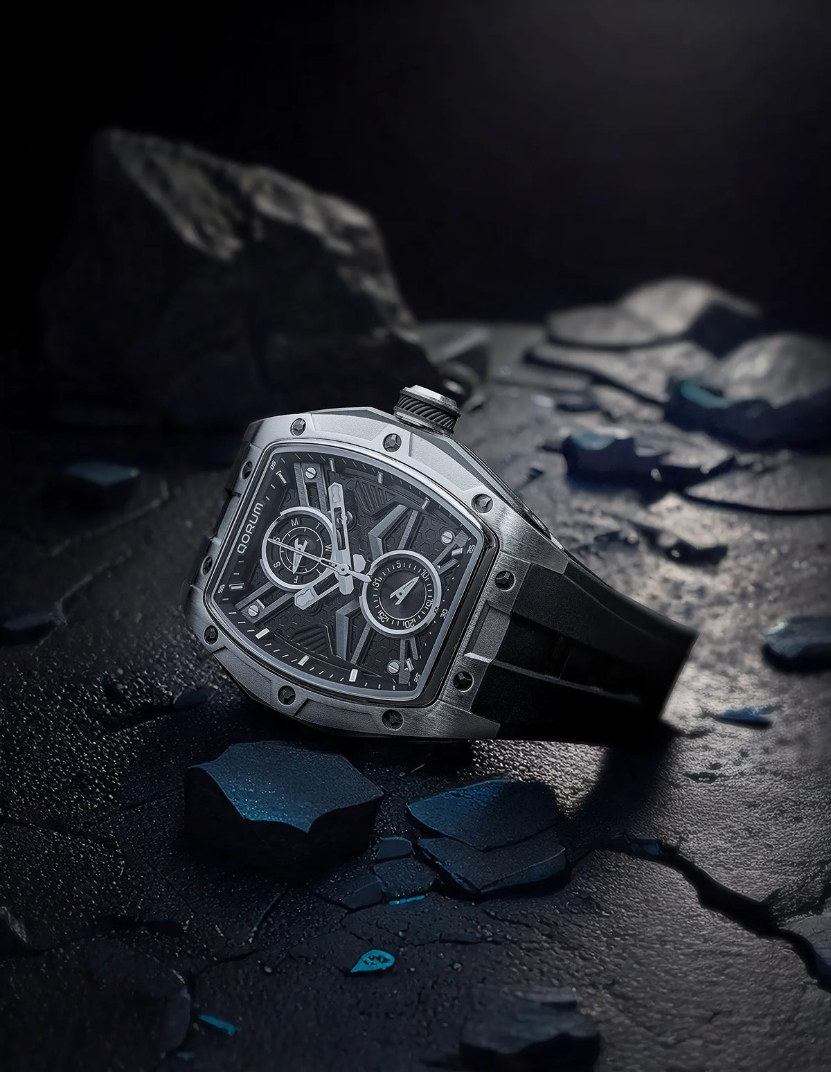 Equinox Black Dial Silver Multi-Function Watch