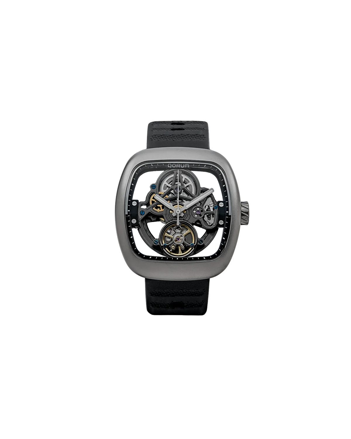 Equinox Black Dial Carbon Case Skeleton Watch