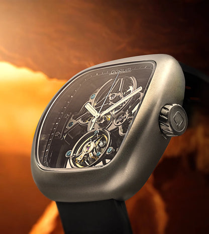 Equinox Black Dial Carbon Case Skeleton Watch