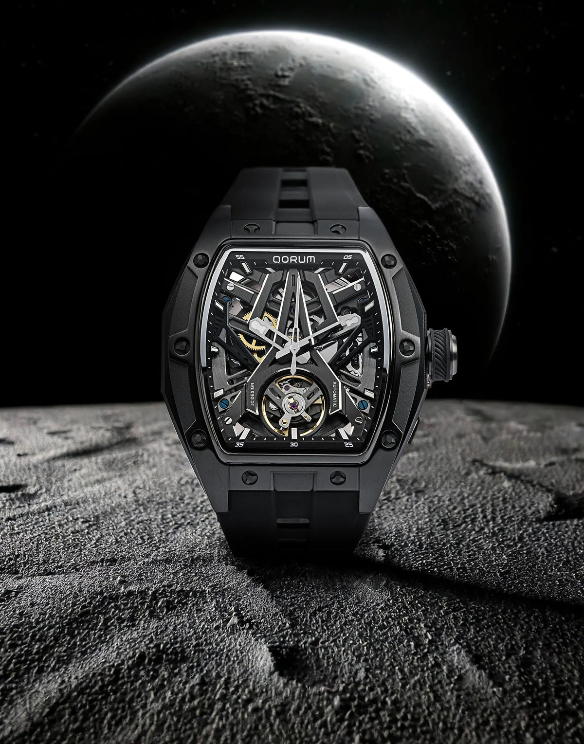 Equinox Black Dial Skeleton Watch
