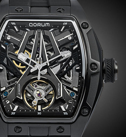 Equinox Black Dial Skeleton Watch