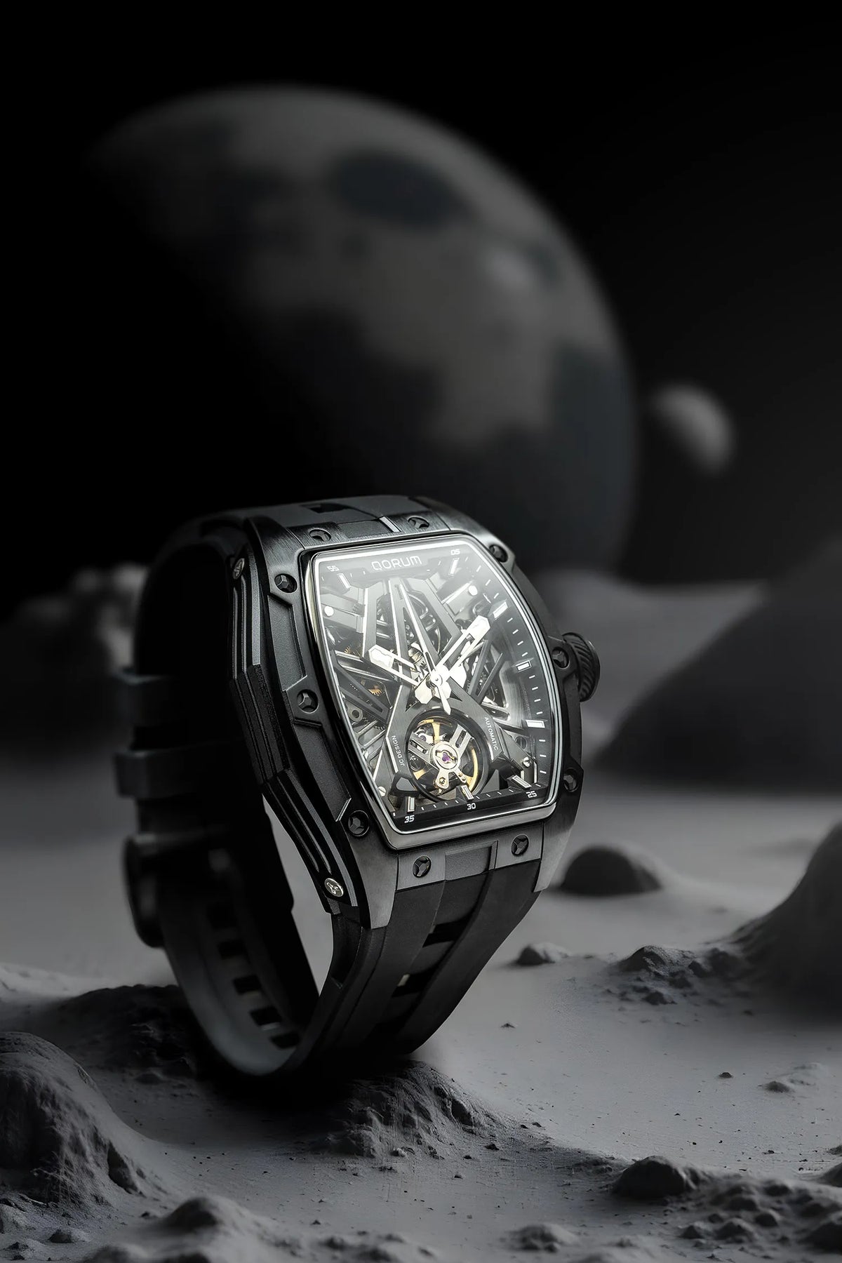 Equinox Black Dial Skeleton Watch