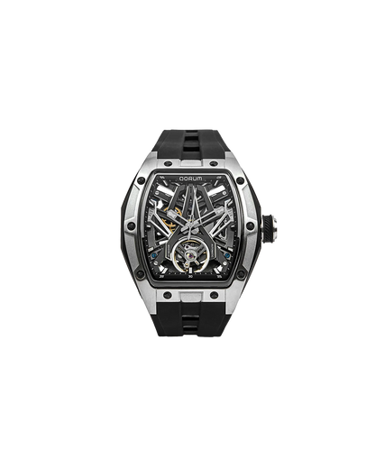 Equinox Men's Automatic Skeleton Watch, Silver on Black