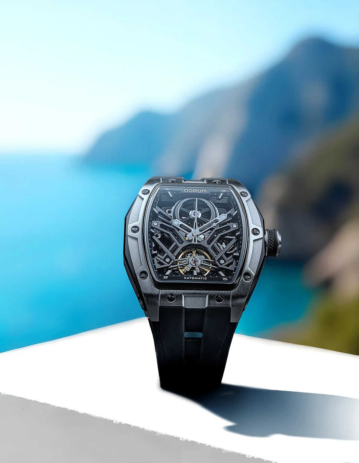 Equinox Black Dial Silver Detailing Black silicon strap