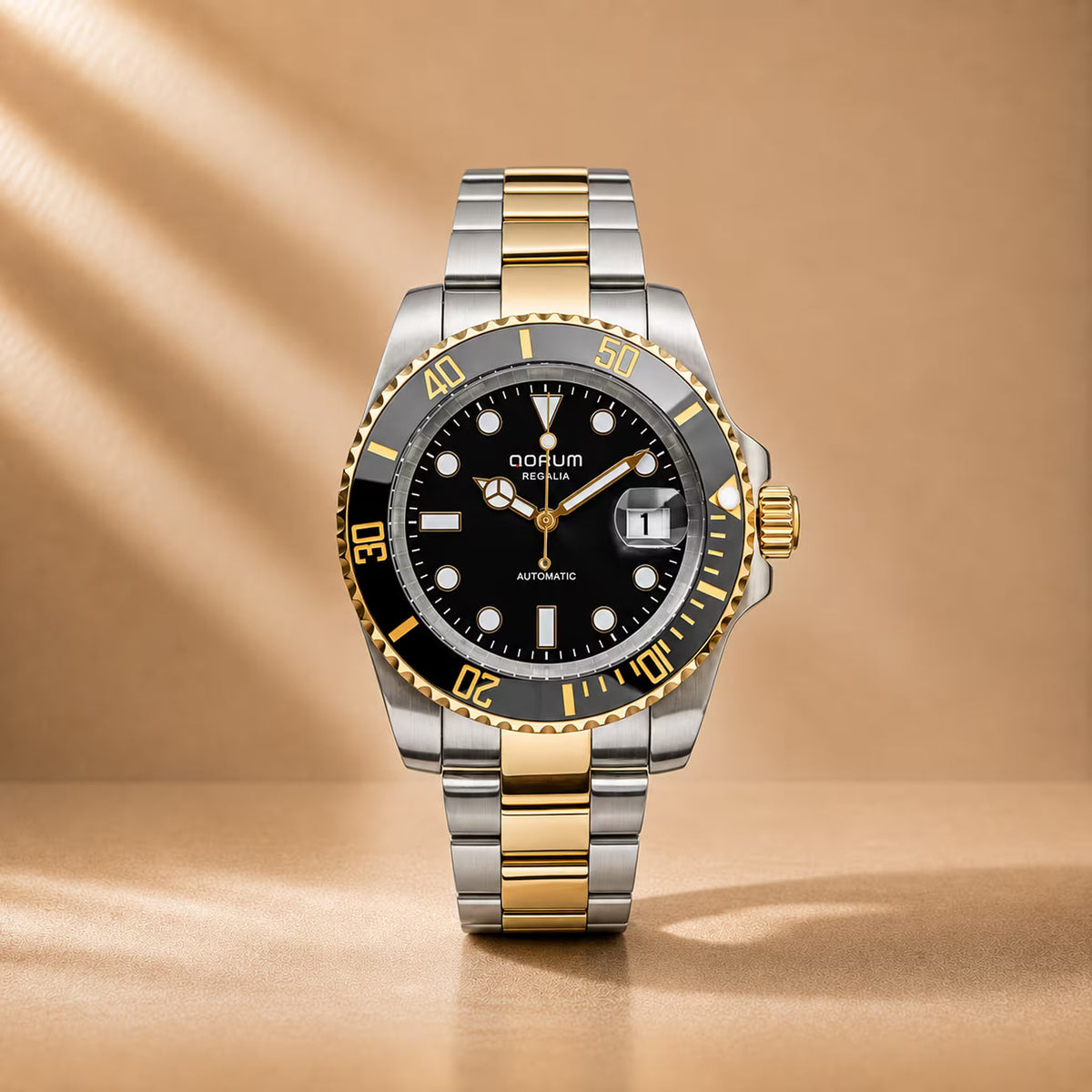 Regalia Black Dial Two-Tone Gold Automatic Watch