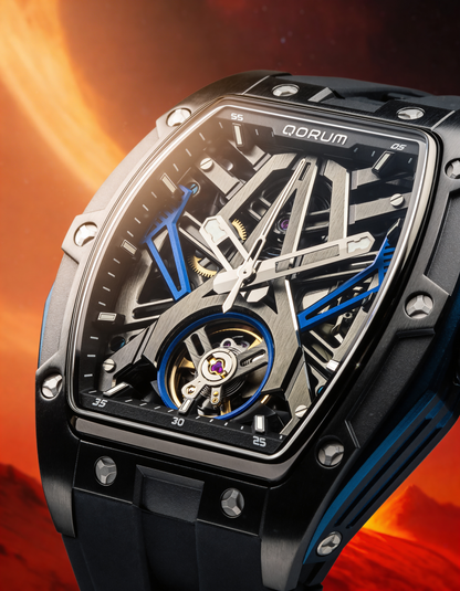 Equinox Black Dial Blue Silicon Skeleton Watch