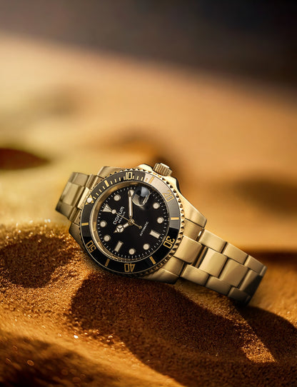 Regalia Black Dial Gold Steel Automatic Watch