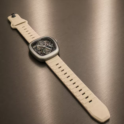 Equinox Men's Square Skeleton Watch, Carbon and Off White