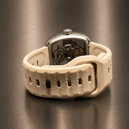 Equinox Men's Square Skeleton Watch, Carbon and Off White